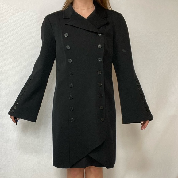 Vintage 90s Norma Kamali 18008 Kamali Wool Coat Dress - Picture 6 of 15